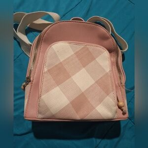 Pink Checkered Women's Backpack Purse‎